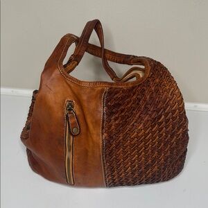 Sundance Brown Braided Leather Boho Hobo Hippie Shoulder Bag Purse